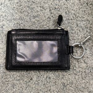 Lehigh Black Leather Card Holder with Key Ring